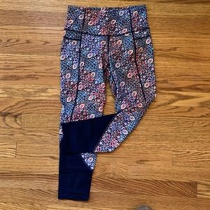 Extra small, Athleta leggings, pink, and blue patterned